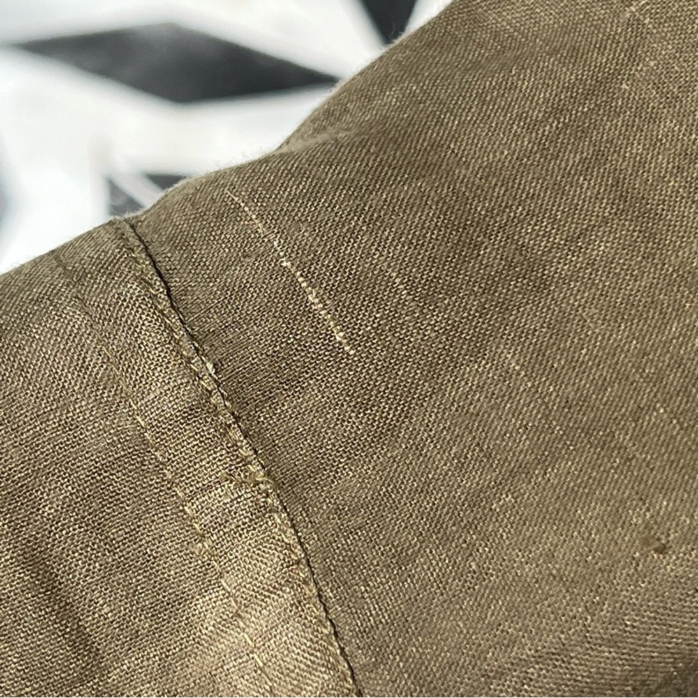 Billy Reid Khaki/Olive Men's Tuscumbia Linen Shirt Button Down Medium - Picture 5 of 6